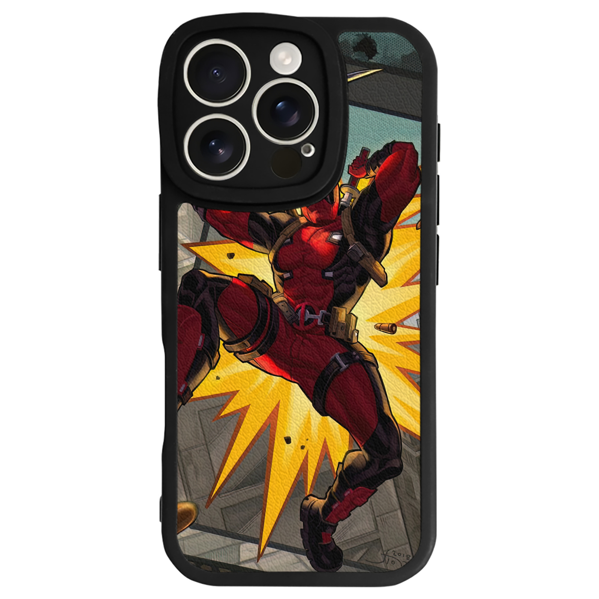 （画像用） Deadpool デッドプール 【iPhone 16シリーズ対応】シリコンスマホケース（レザー調） 材質：シリコン